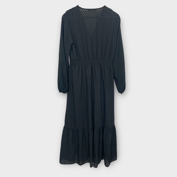 Zara Black Ruffle Tiered Midi Dress - Picture 6 of 13